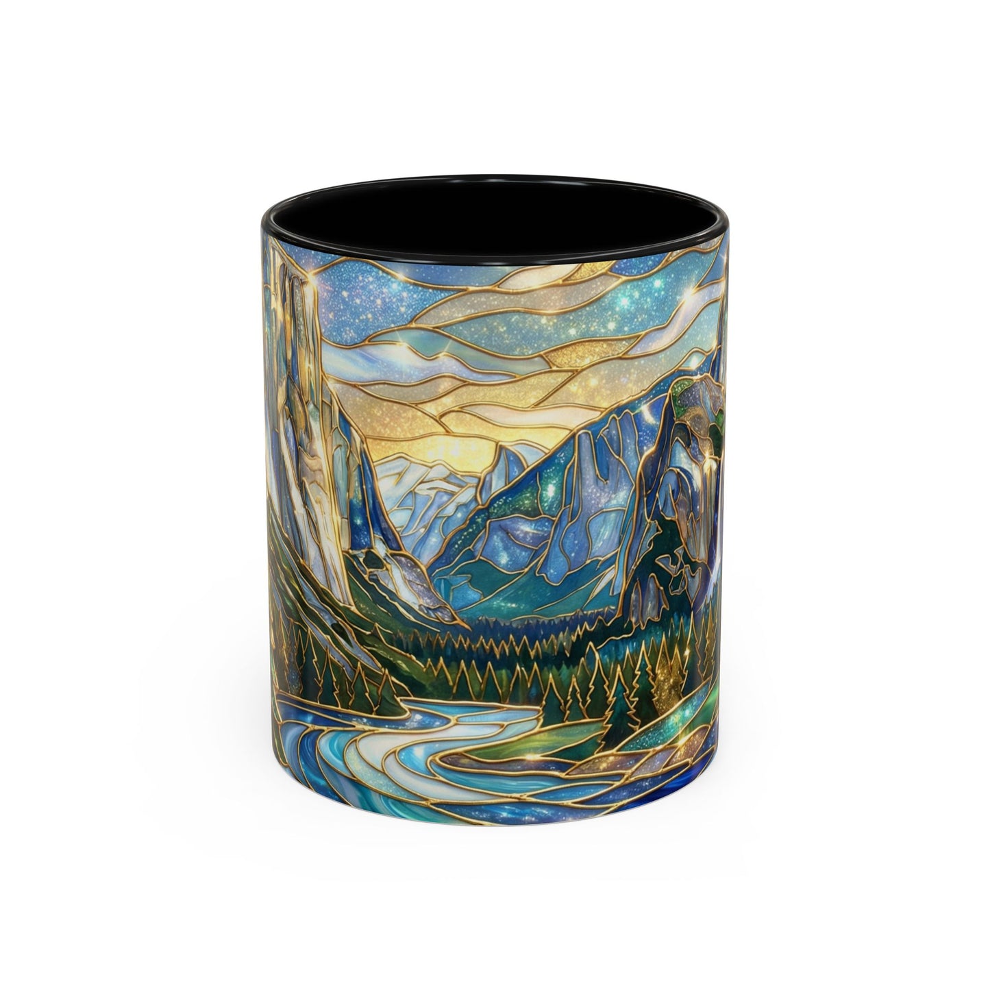 Stained Glass Yosemite Mug, Yosemite Mountain Coffee Cup, Waterfall Landscape Art Mug, Scenic Nature Mug, Yosemite Gift, Outdoor Lover Gift