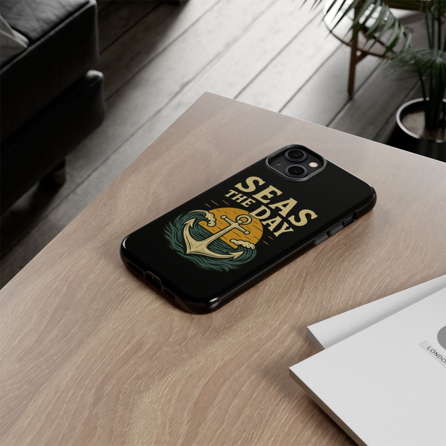Seas the Day iPhone Case – Nautical Anchor Phone Cover – Ocean Pun Gift – Beach Lover iPhone Accessory – Summer Adventure Phone Case