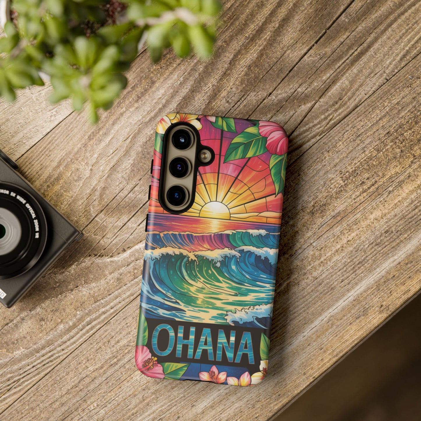 Samsung Galaxy Case Ohana Hawaiian Wave Phone Cover Sunset Tropical Beach Art Protective Case Gift for Samsung Lovers