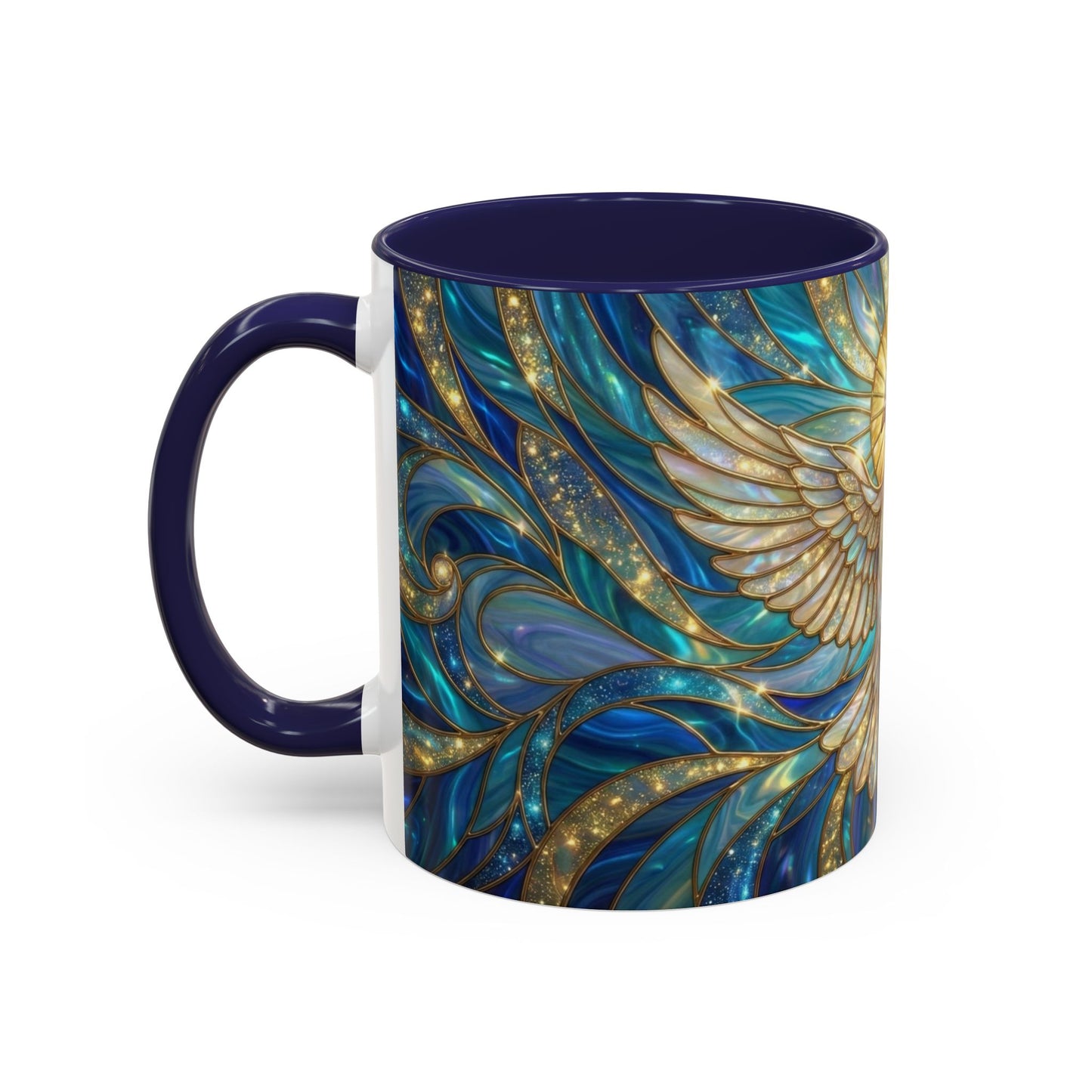 Stained Glass Dove Mug, Peace Dove Coffee Mug, Holy Spirit Dove Cup, Christian Gift Mug, Spiritual Art Mug, Faith Inspired Coffee Cup