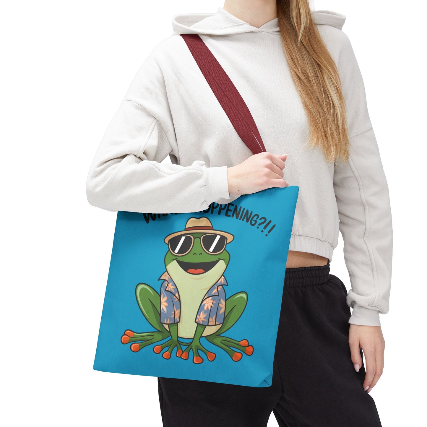 Frog Tote Bag - What's Hoppening Pun Design