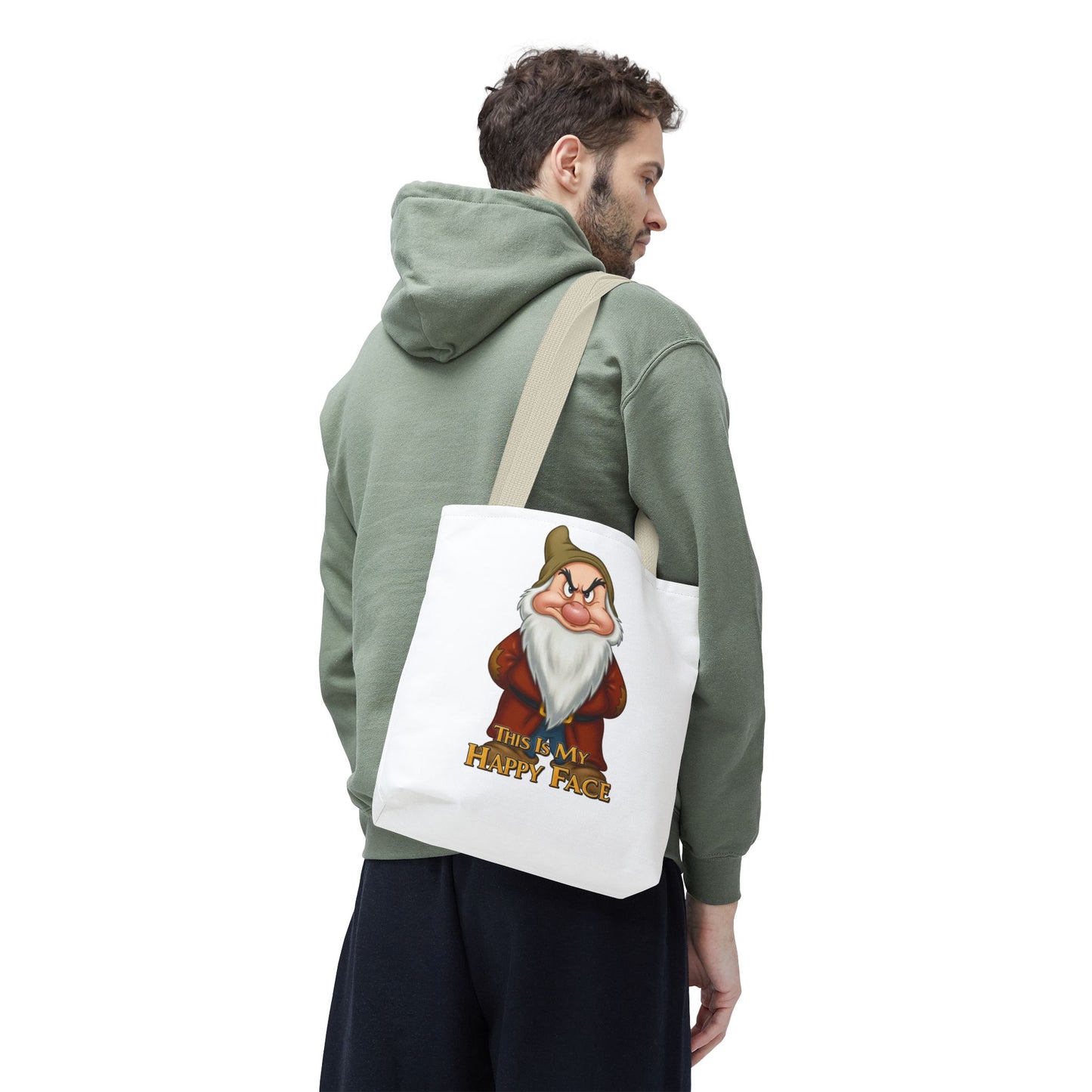 Grumpy Dwarf Tote Bag - "This Is My Happy Face"