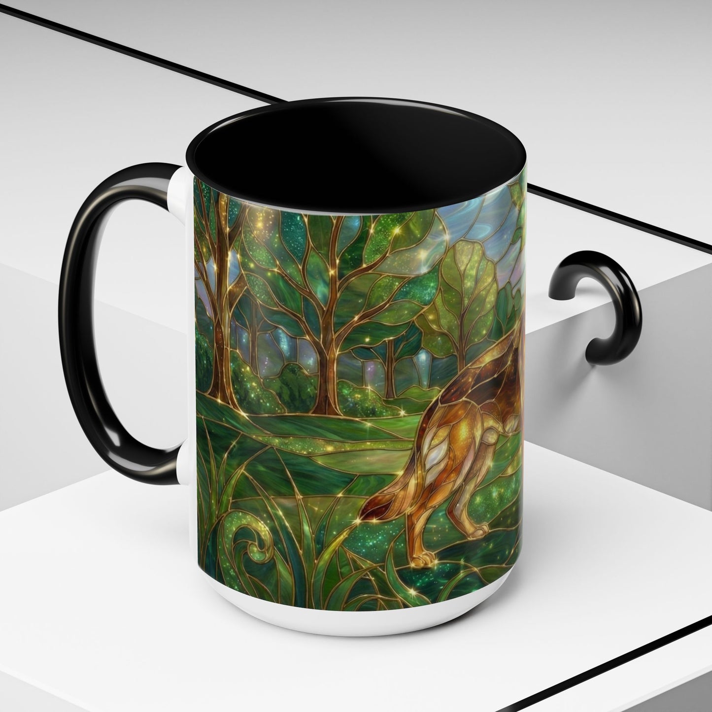 German Shepherd Mug, Stained Glass Dog Coffee Mug, German Shepherd Art Cup, Dog Lover Gift, Pet Memorial Mug, Colorful Dog Mug