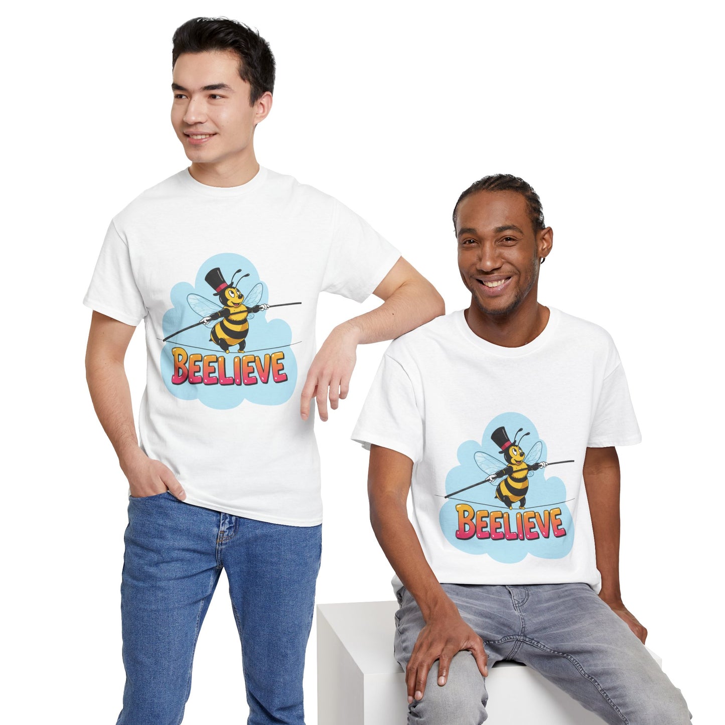 “Beelieve” Bee Pun T‑Shirt | Cute Bee Graphic Tee | Inspirational Pun Shirt | Funny Nature Lover Gift | Bee Belief Positive Vibes Tee