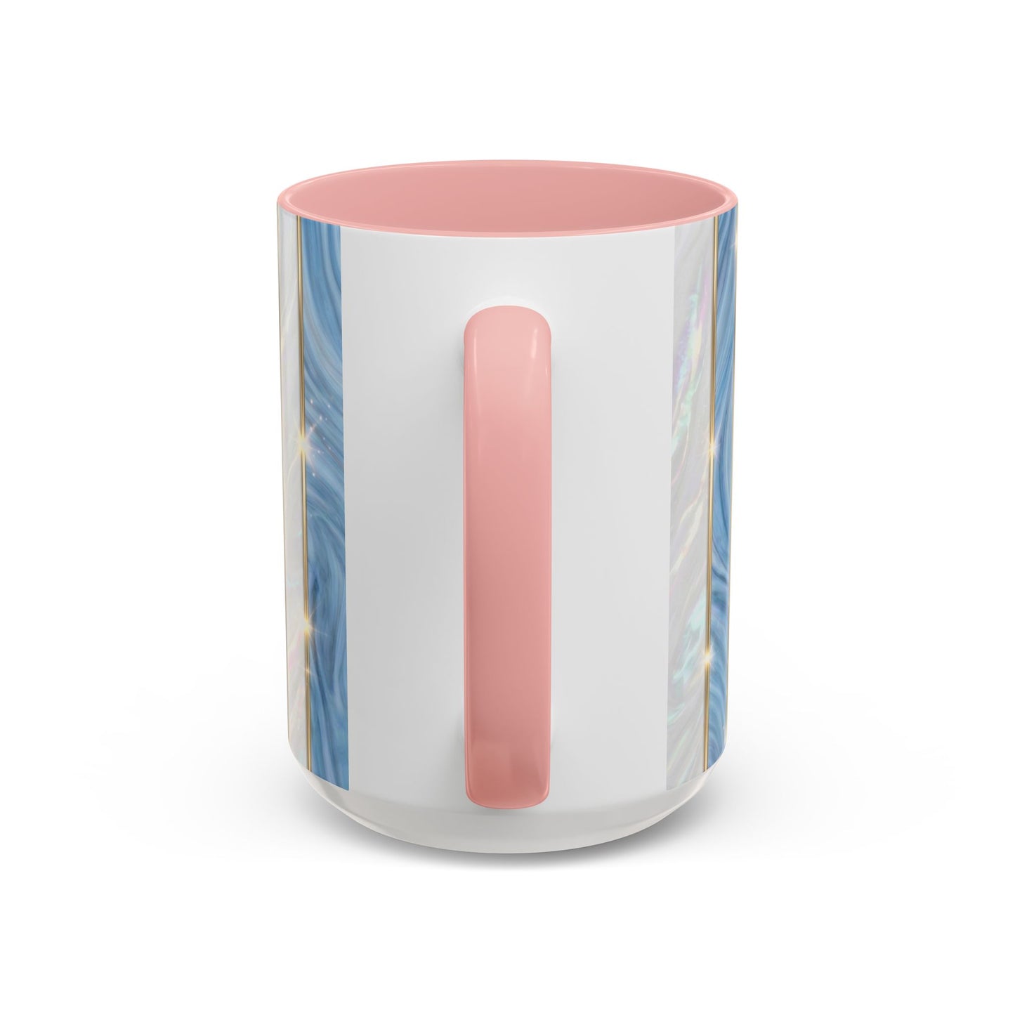 Faux Stained Glass Mug, Blue Pearlescent Coffee Cup, Art Deco Stained Glass Decor, Elegant Gold Stripe Teacup, Unique Art Gift For Her
