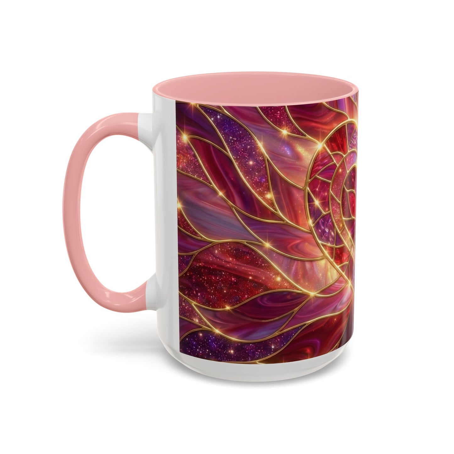 Stained Glass Heart Mug, Valentine Coffee Mug, Romantic Love Mug, Pink Red Ceramic Cup, Gift For Her, Anniversary Gift Mug