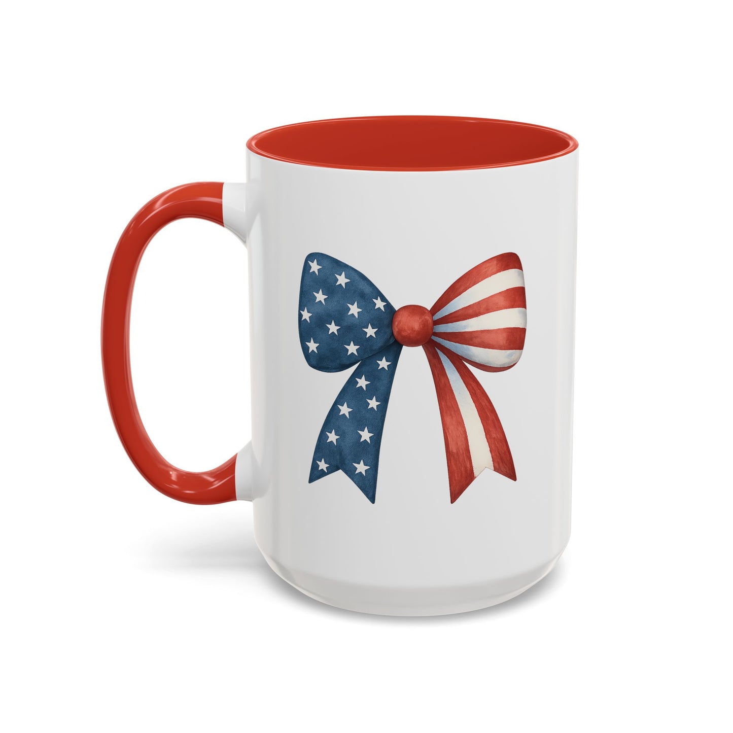Patriotic Bow Mug | 4th of July Coffee Mug | American Flag Mug | USA Stars Stripes Cup | July 4th Gift Idea | Red White Blue Drinkware