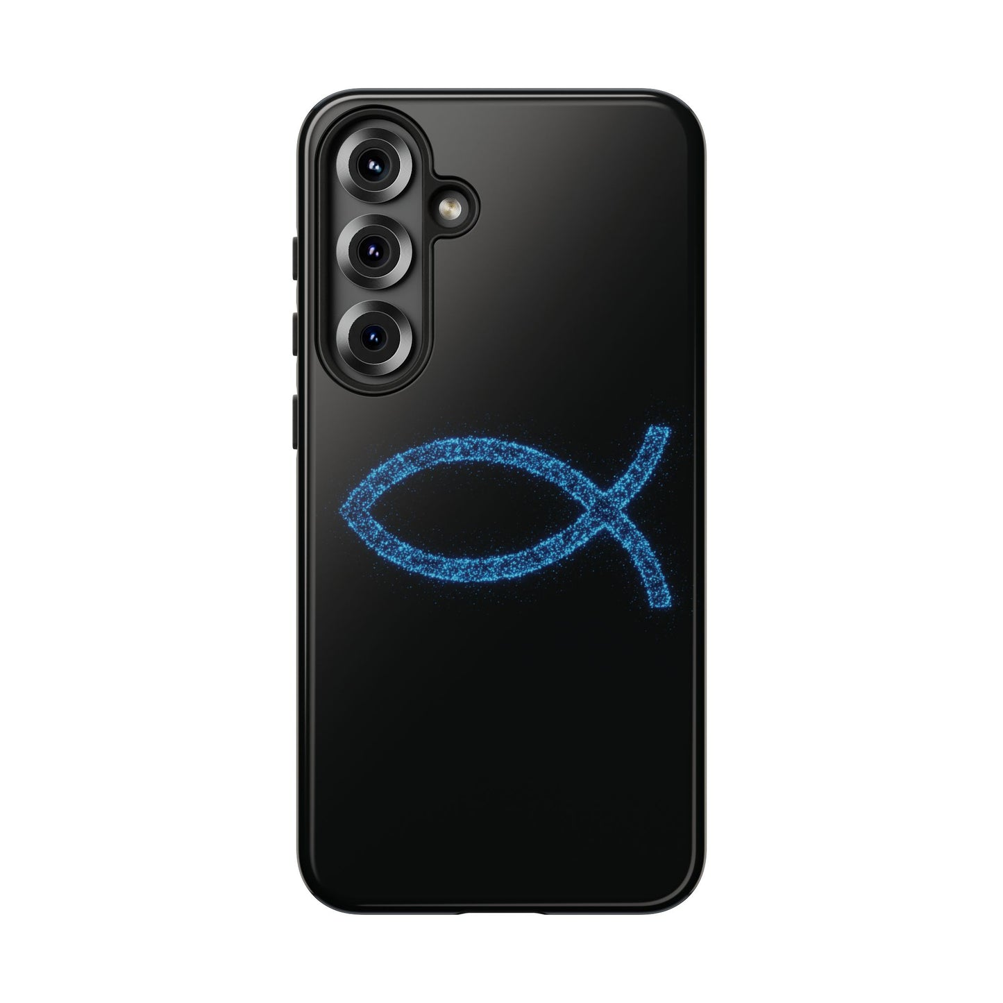 Blue Glitter Fish Symbol Samsung Phone Case - Durable & Stylish for Faith Enthusiasts