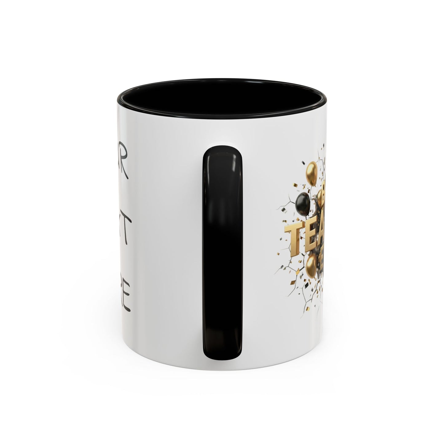 Personalized Teacher Mug, Best Teacher Ever Gift, Custom Educator Coffee Cup, 3D Gold Balloon Design, Teacher Appreciation Present