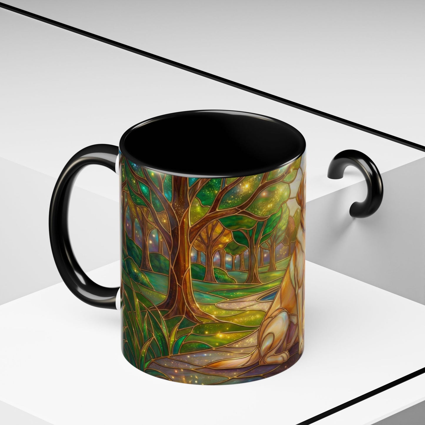 Stained Glass Labrador Mug, Dog Lover Coffee Mug, Labrador Retriever Art Cup, Pet Memorial Gift, Colorful Dog Mug, Nature Art Mug
