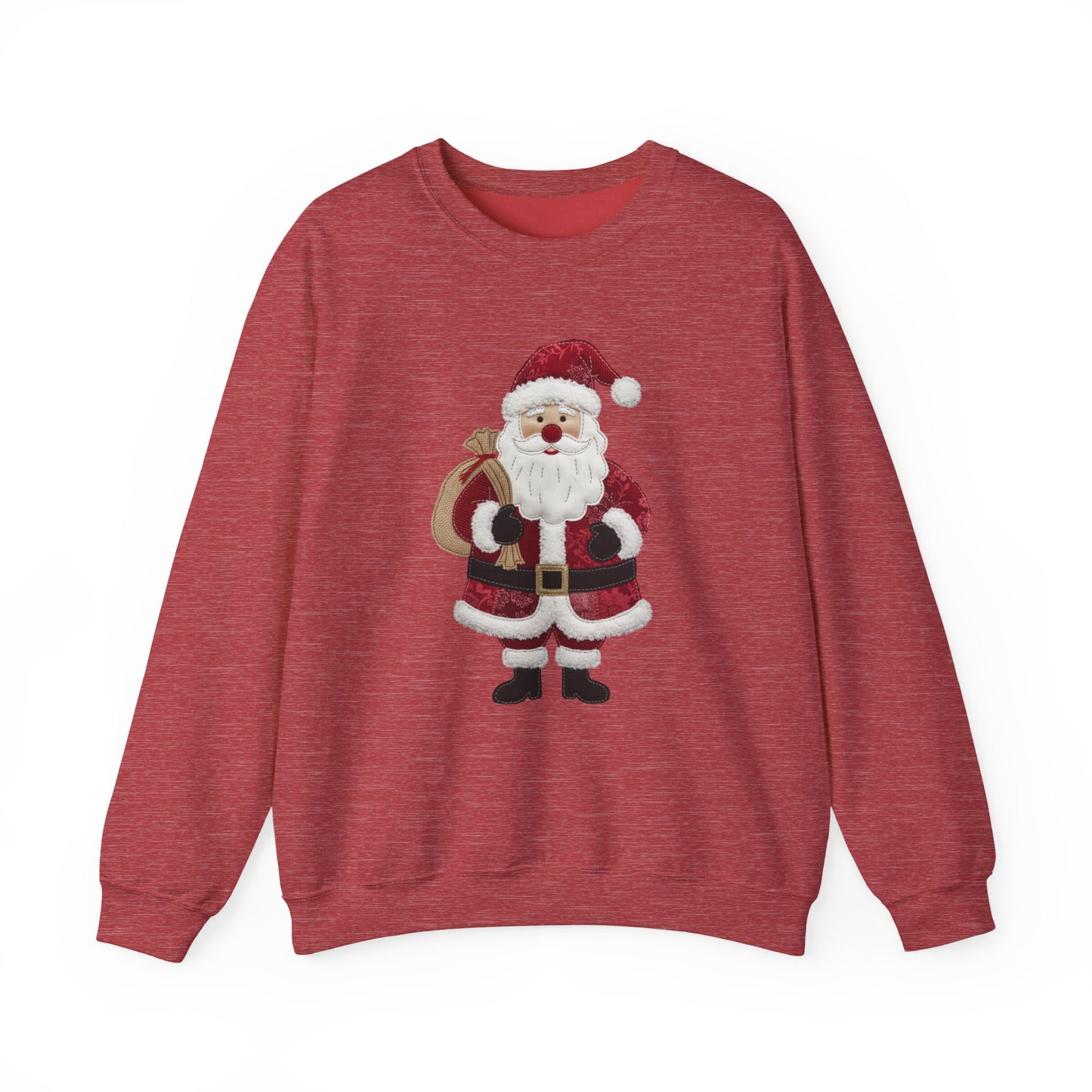 Faux patchwork Santa sweatshirt, Christmas Santa crewneck, cozy holiday sweater, vintage Santa pullover, festive winter sweatshirt, Xmas gift