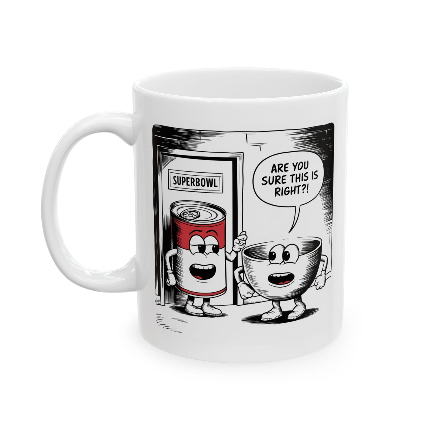Mug - Comic Bowl and Soup 'Superbowl' Design