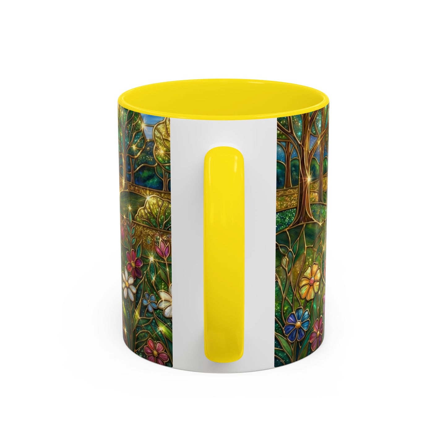 Stained Glass Mug, River Landscape Coffee Cup, Nature Lover Gift, Floral Tea Mug, Gardener Present, Art Teacher Gift, Colorful Scenery Cup