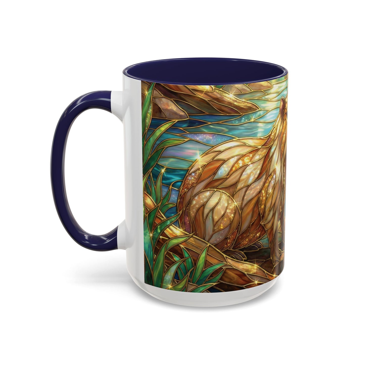 Capybara Coffee Mug, Stained Glass Capybara Mug, Cute Animal Art Mug, Nature Lover Gift, Unique Ceramic Coffee Cup, 11oz 15oz Wildlife Mug