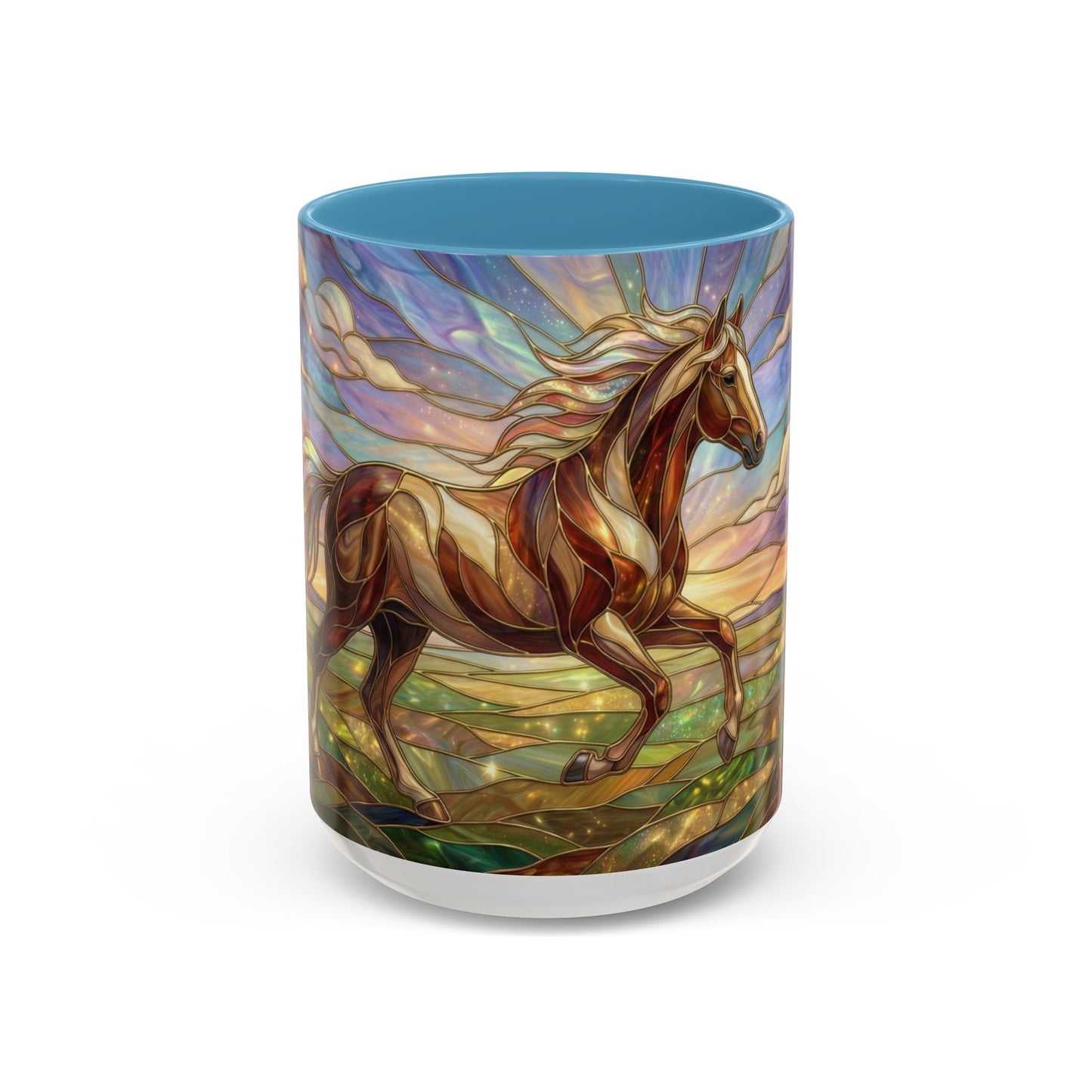 Stained Glass Horse Mug, Horse Coffee Mug, Running Horse Art Cup, Equestrian Gift Mug, Nature Art Mug, Horse Lover Gift