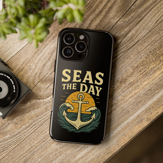 Seas the Day iPhone Case – Nautical Anchor Phone Cover – Ocean Pun Gift – Beach Lover iPhone Accessory – Summer Adventure Phone Case
