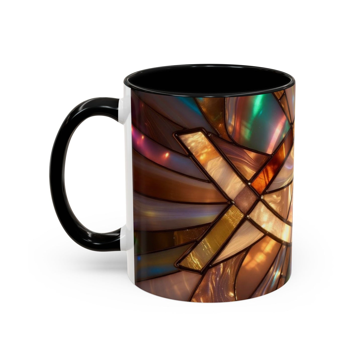 Stained Glass Ichthys Mug, Jesus Fish Christian Coffee Cup, Religious Art Mug, Faith Gift For Women, Inspirational Stained Glass Christian Symbol Design