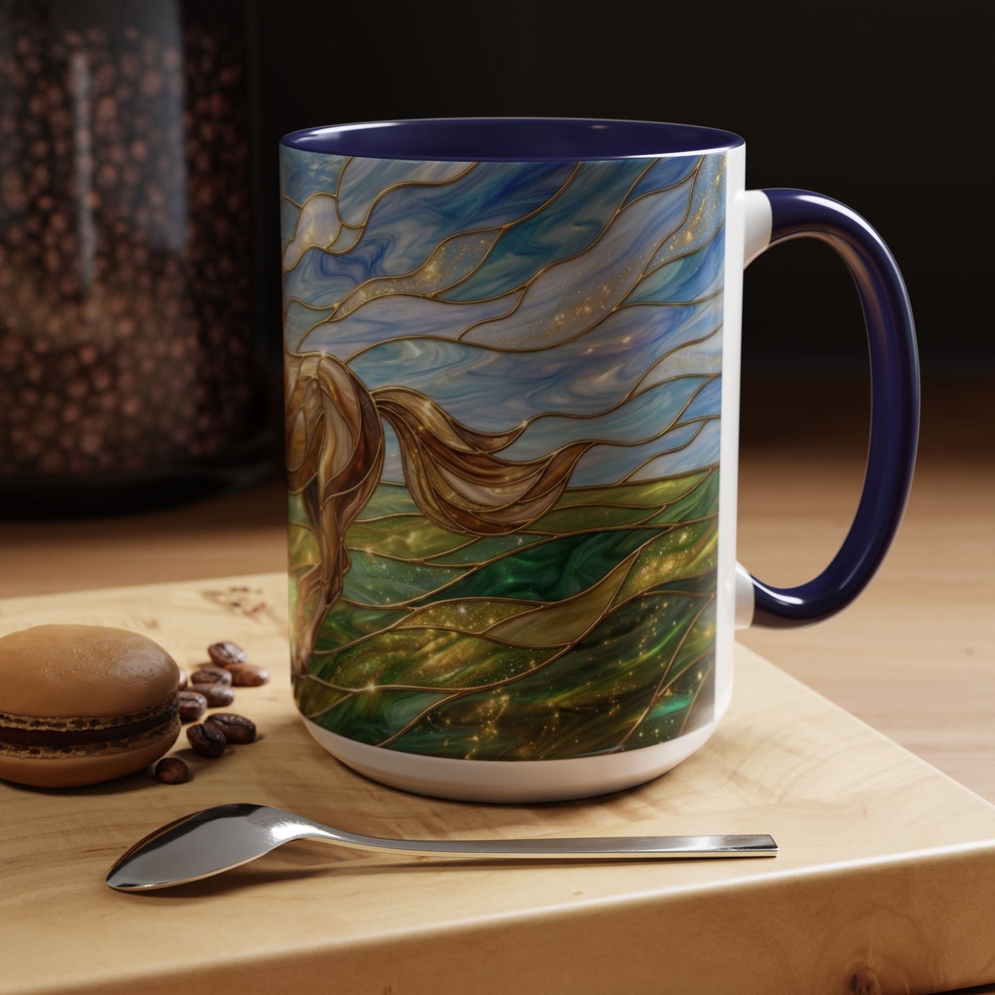 Stained Glass Horse Mug, Horse Coffee Mug, Running Horse Cup, Equestrian Gift Mug, Nature Art Mug, Horse Lover Gift