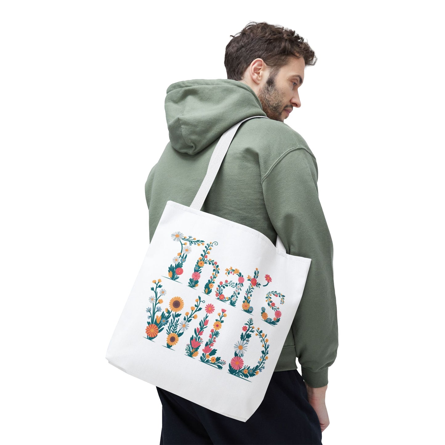 That’s Wild Floral Tote Bag – Cute Boho Canvas Bag With Colorful Flower Lettering, Eco Reusable Shopping Tote, Nature Lover Gift For Everyday Style