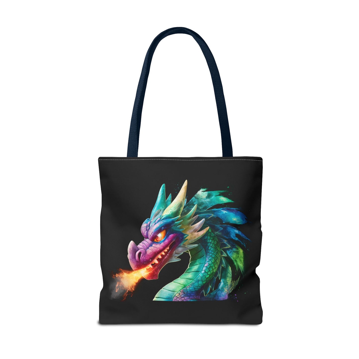 Double-Sided Fierce Dragon Canvas Tote - Colorful Fire-Breathing Fantasy, Eco Reusable Bag, Gift for Dragon Lover