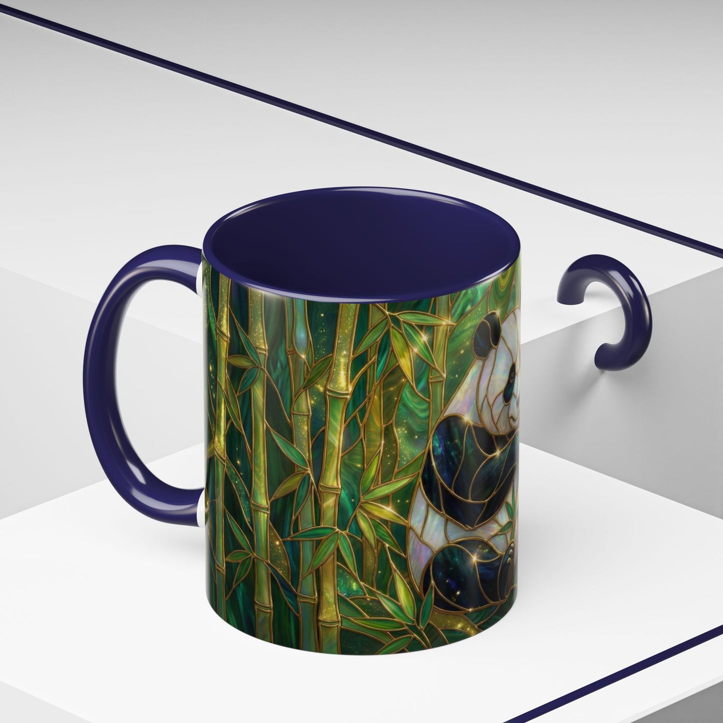 Stained Glass Panda Mug, Panda Coffee Mug, Bamboo Panda Cup, Cute Panda Gift, Nature Animal Mug, Wildlife Art Mug, Panda Lover Gift