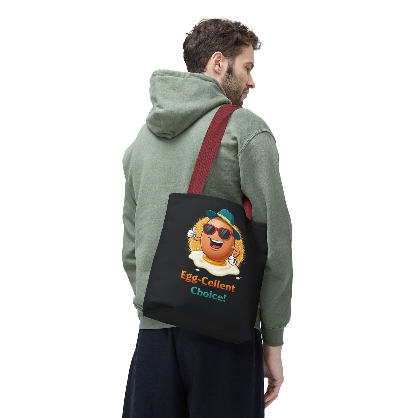 Tote Bag: Egg-Cellent Choice Thumbs Up Pun Design