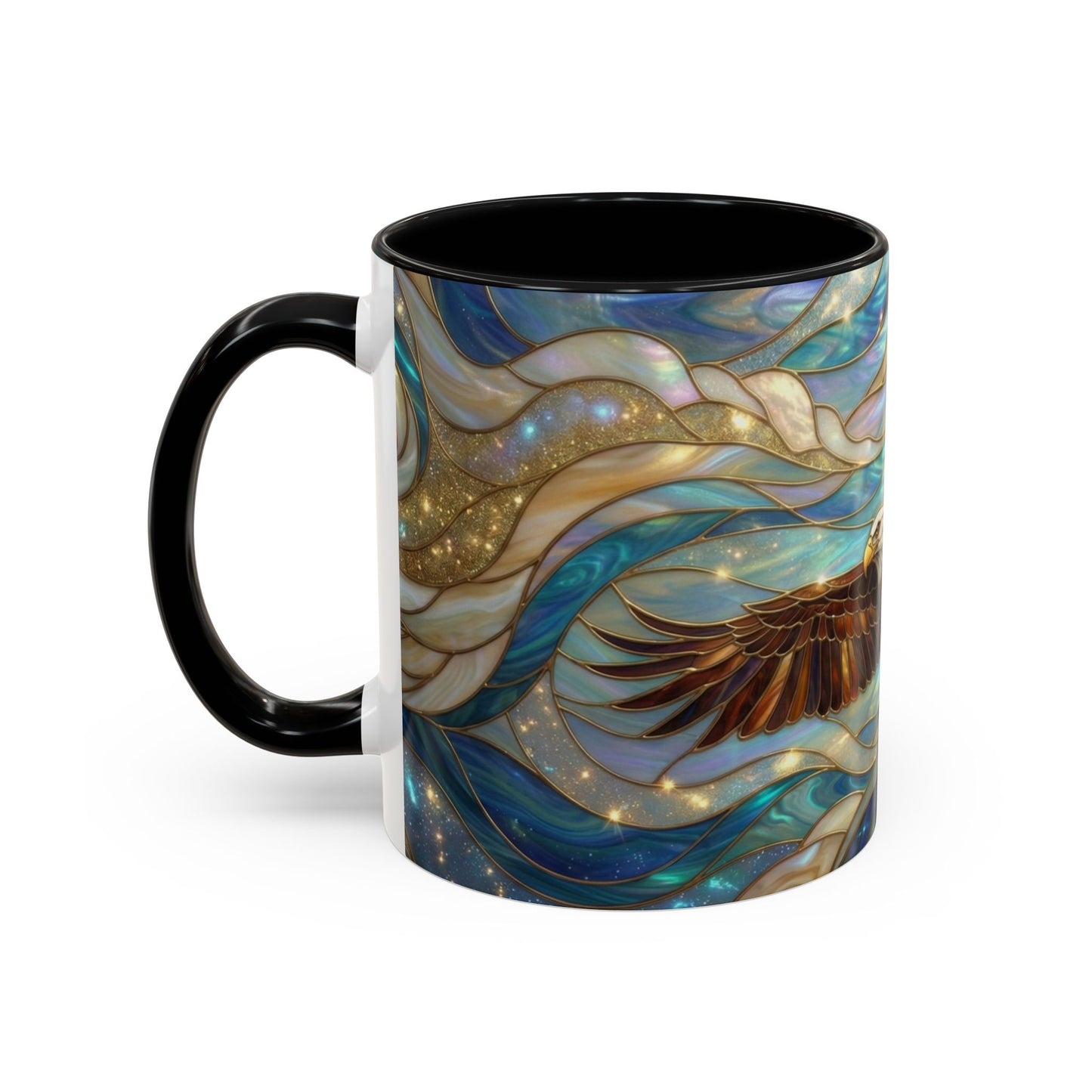 Stained Glass Eagle Mug, Bald Eagle Coffee Mug, Patriotic Eagle Cup, Wildlife Art Mug, Freedom Bird Mug, Nature Art Gift