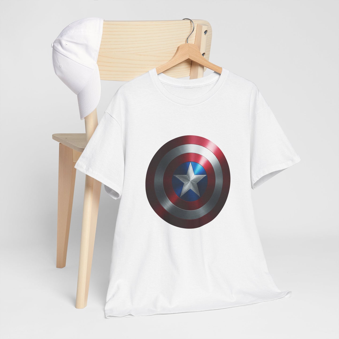 Patriotic Hero Shield Shirt – Star Emblem Graphic Tee – Super Soldier Gift – Comic Inspired Unisex Shirt – Cosplay Convention Top
