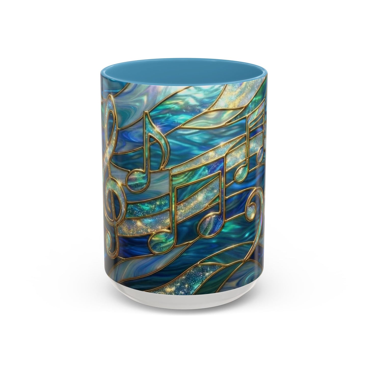 Music Notes Mug, Music Lover Coffee Cup, Stained Glass Music Mug, Musician Gift, Piano Teacher Mug, Aesthetic Music Cup