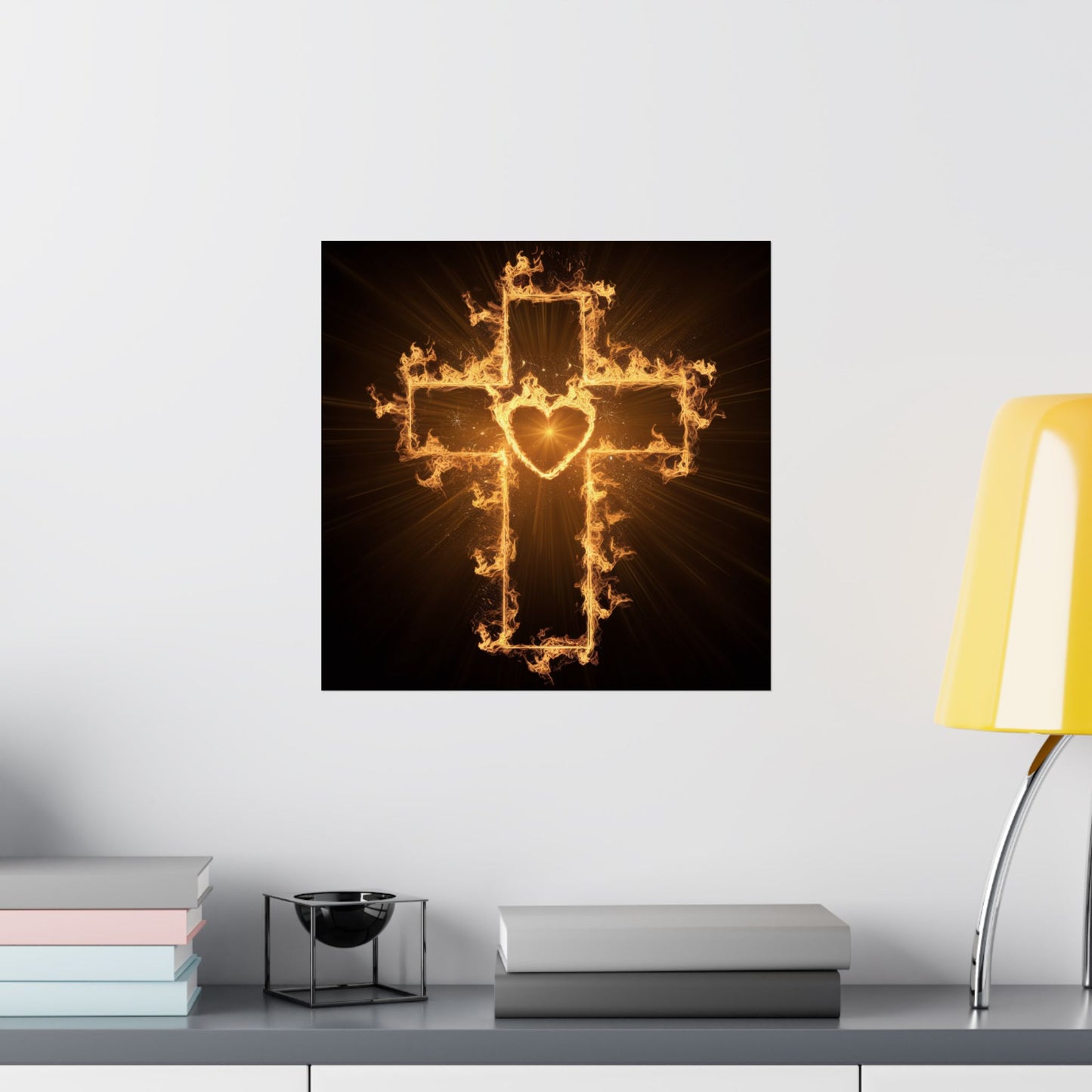 Spiritual Matte Vertical Posters - Fiery Cross Design