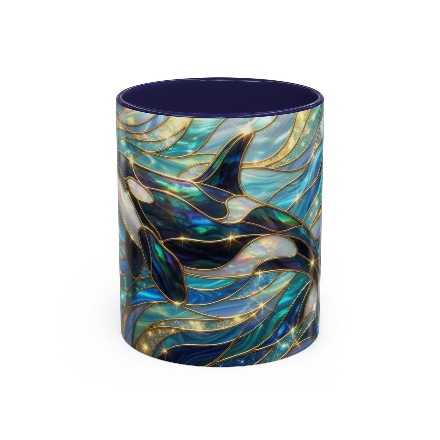 Orca Coffee Mug, Killer Whale Mug, Stained Glass Orca Art Mug, Ocean Animal Coffee Cup, Marine Life Gift, 11oz 15oz Ceramic Mug