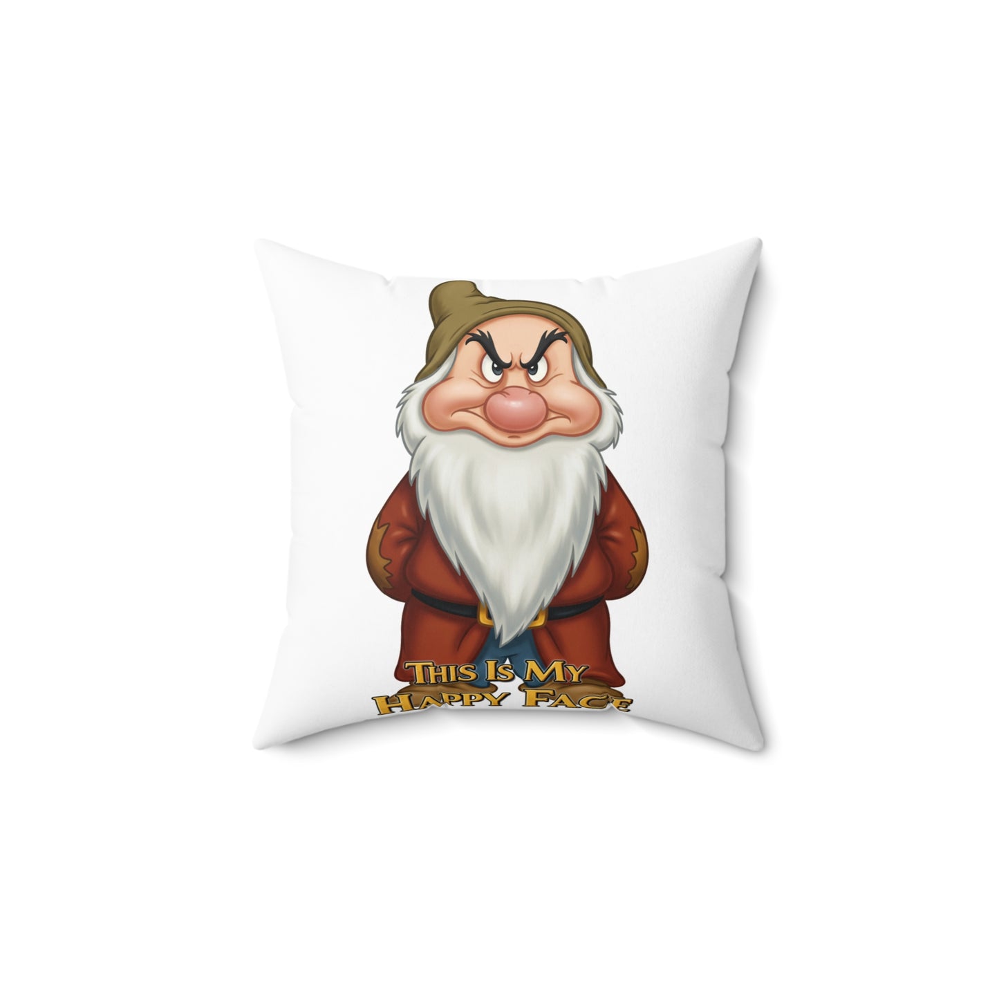 Funny Gnome 'This Is My Happy Face' Pillow - Perfect Home Decor for Gnome Lovers