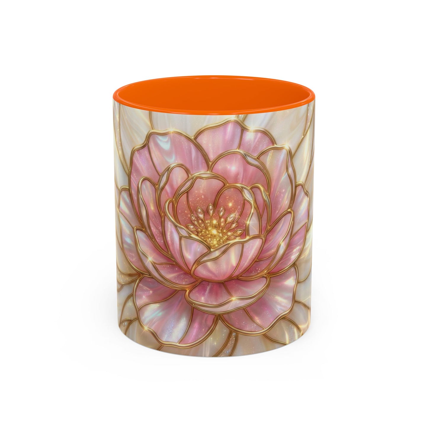 Pink Peony Stained Glass Mug, Gold Floral Coffee Cup, Elegant Flower Gift For Her, Fairycore Tea Cup, Mothers Day Present, Pearl Art Decor