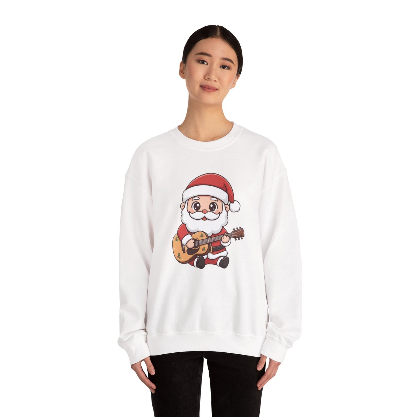 Cute Santa Guitar Sweatshirt | Christmas Music Lover Sweater | Holiday Crewneck | Funny Santa Musician Shirt | Cozy Xmas Gift for Him or Her