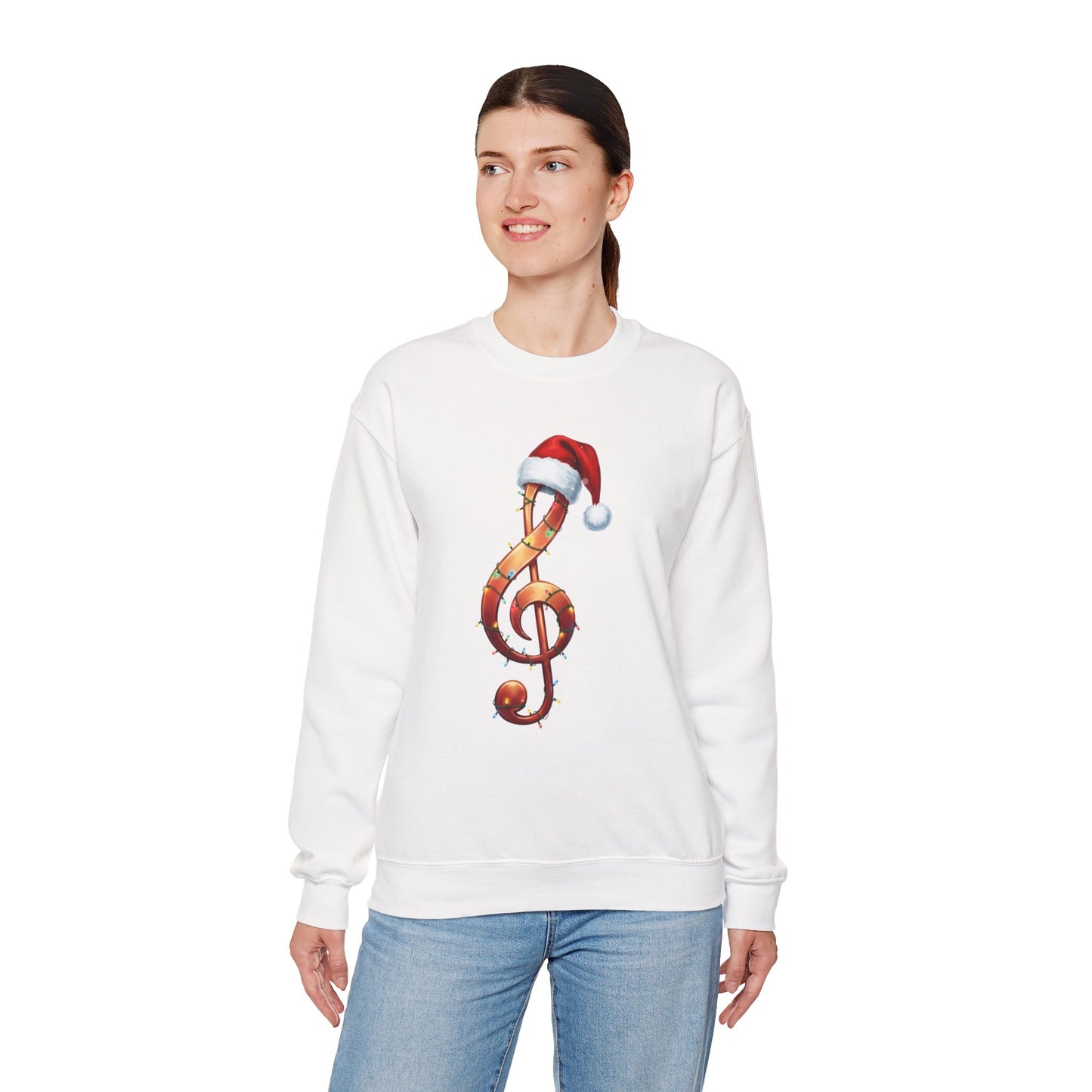 Christmas treble clef sweatshirt, music note Santa hat shirt, Christmas lights music lover sweater, musician holiday crewneck, Xmas gift