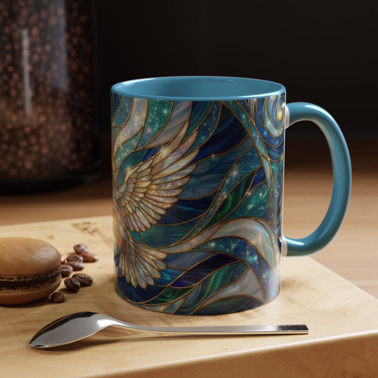 Stained Glass Dove Mug, Christian Coffee Cup, Religious Gift, Faith Art Mug, Holy Spirit Dove, Inspirational Christian Mug