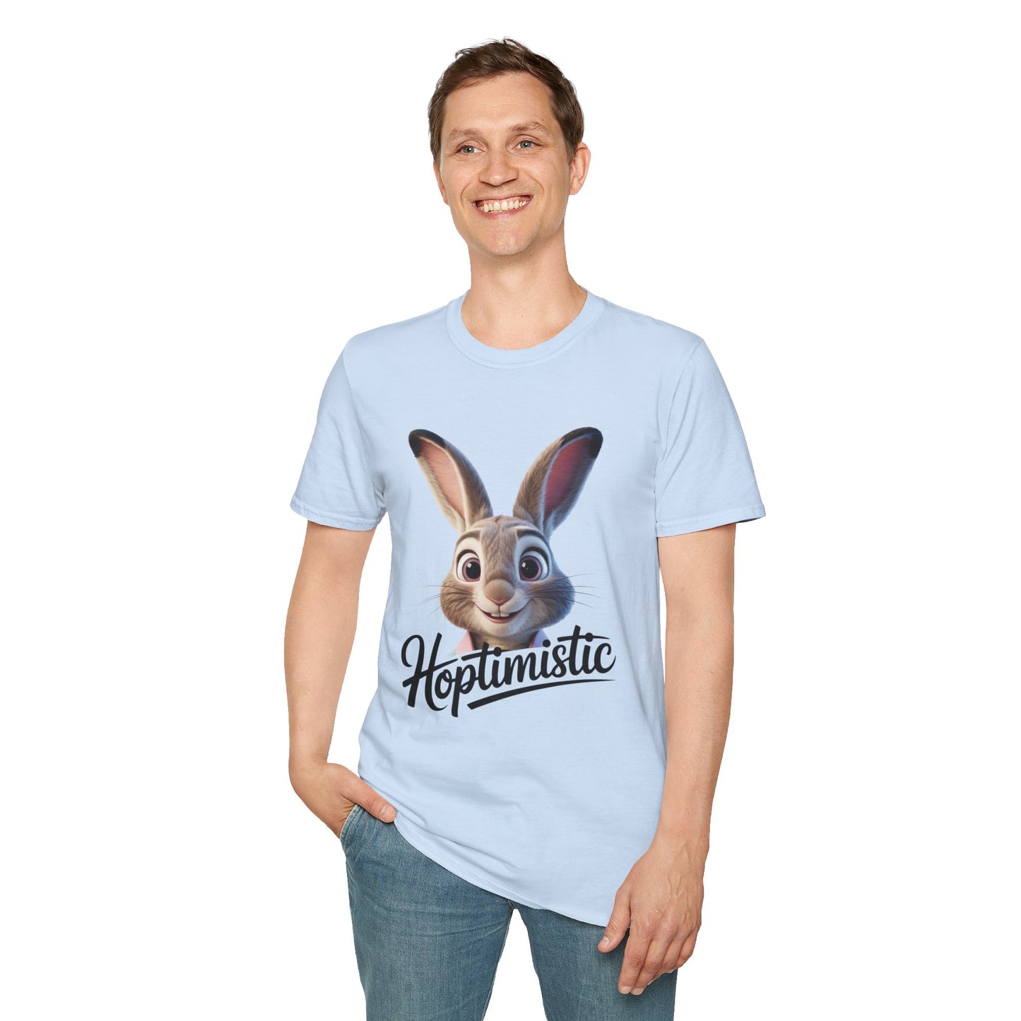 Hoptimistic Bunny T-Shirt, Cute Rabbit Pun Shirt, Positive Quote Tee, Animal Lover Gift, Funny Motivational Top, Easter Or Everyday Wear