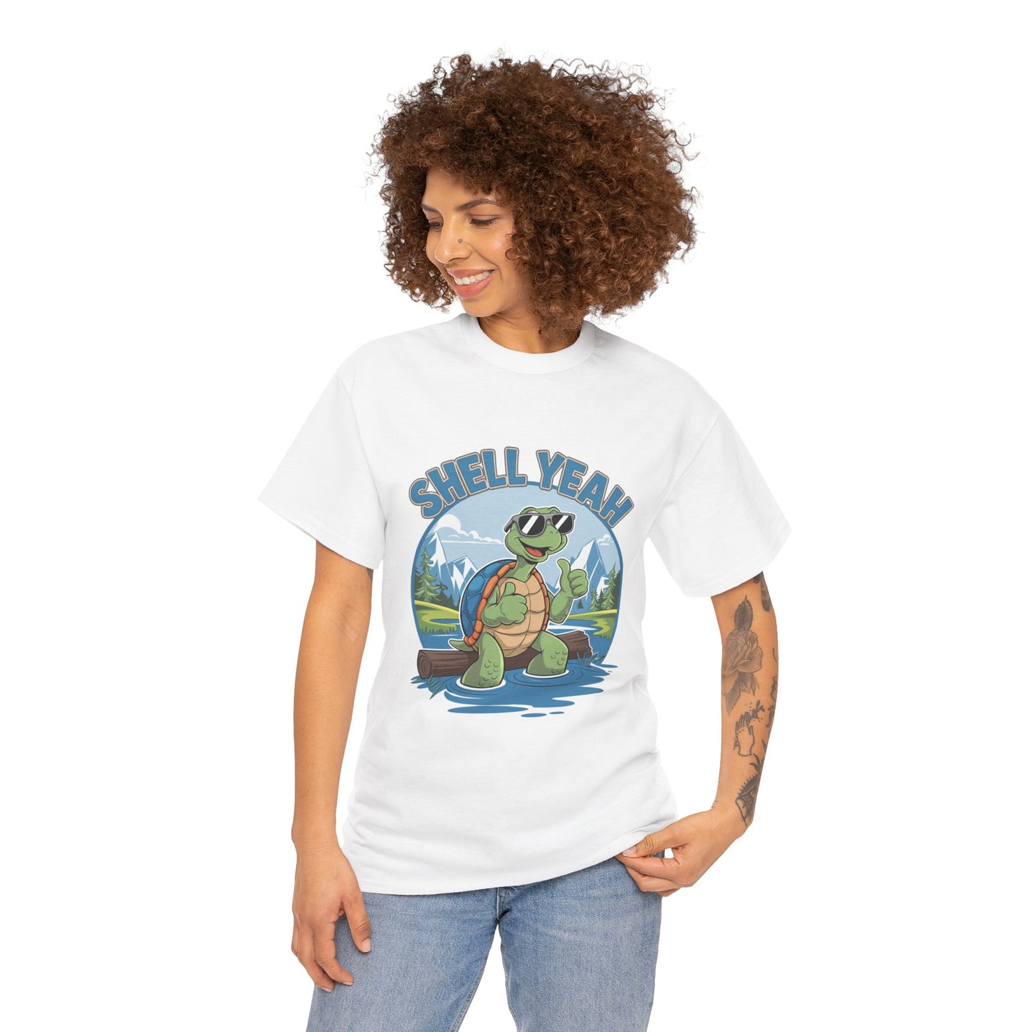 SHELL YEAH Turtle T-Shirt | Funny Cute Turtle Nature Graphic Tee | Handmade Animal Lover Gift | Eco Outdoor Adventure Shirt