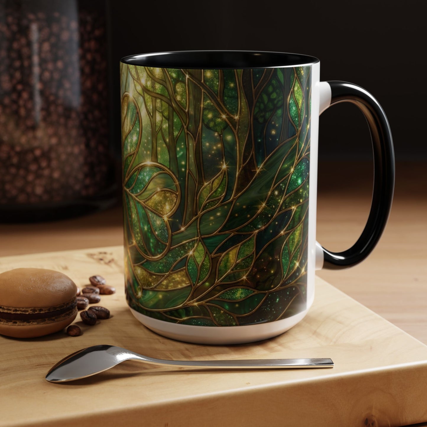 Stained Glass Shamrock Mug, Celtic Irish Coffee Cup, Green Stained Glass Mug, Shamrock Art Mug, St Patrick’s Day Gift