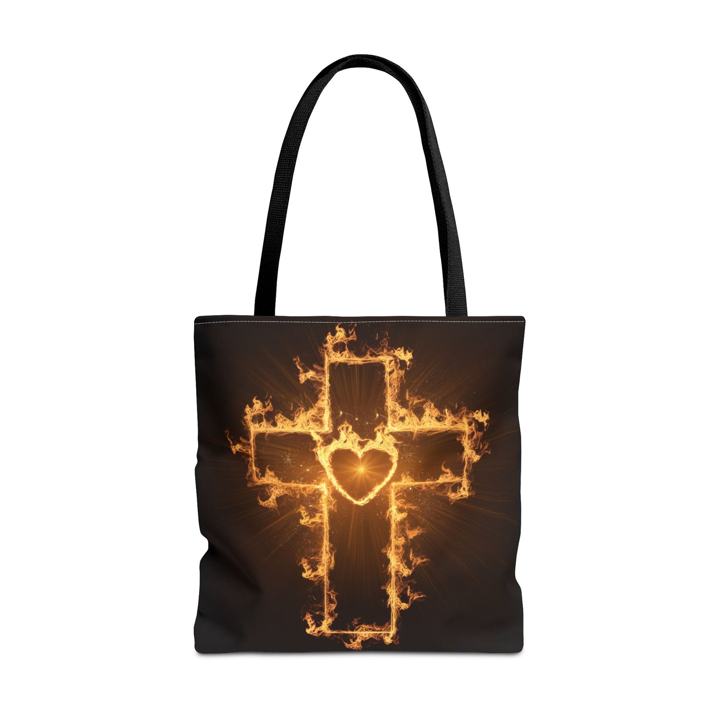 Stylish Flame Cross Tote Bag - Faith-Inspired Fashion