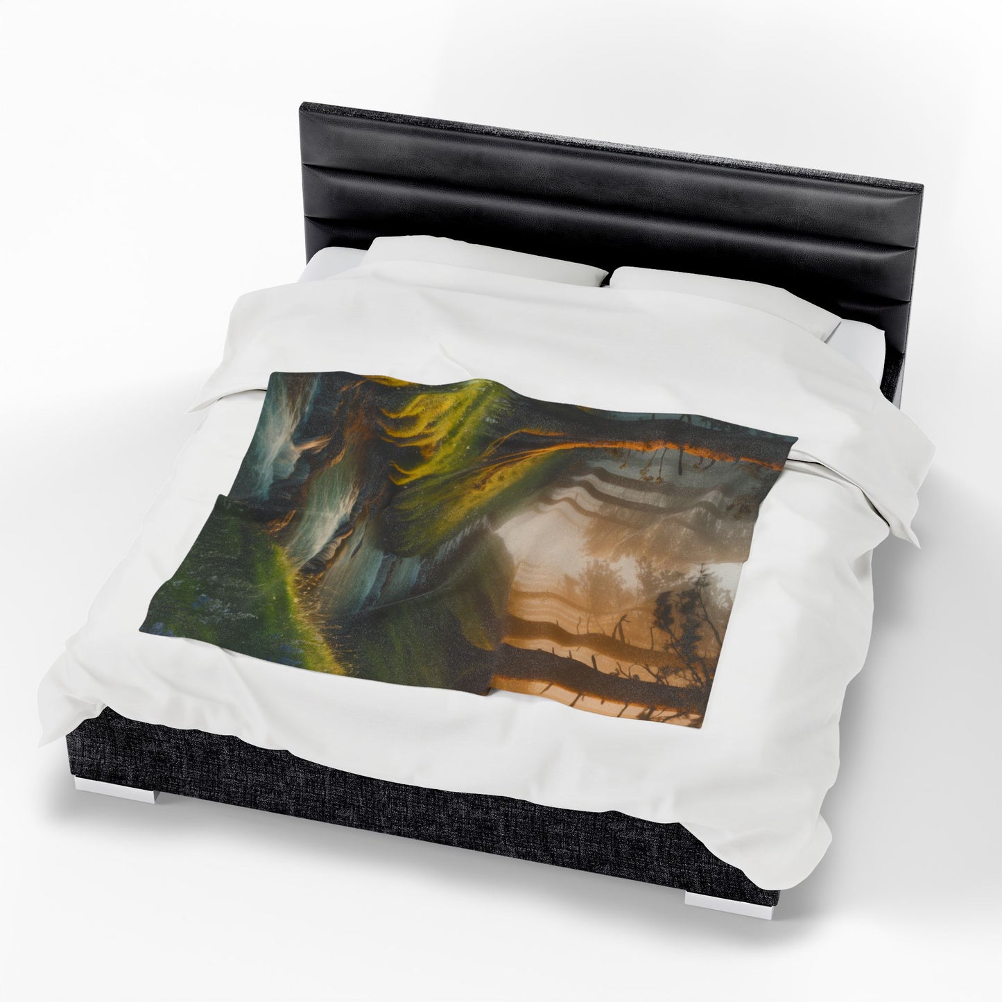 Serene Nature Velveteen Plush Blanket Cozy Décor for Home Nature Blanket Forest Throw with Stream