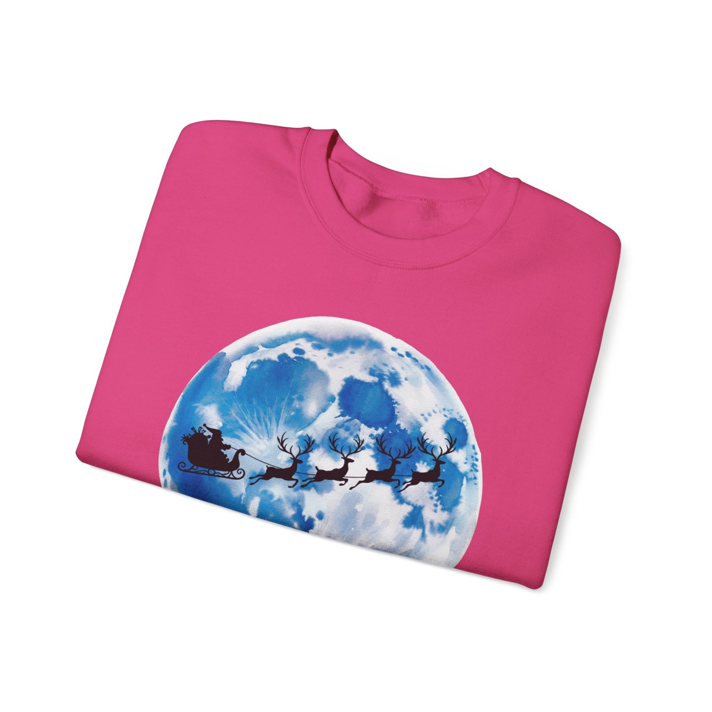 Santa And Reindeer Full Moon Christmas Sweatshirt, Holiday Night Sky Sweater, Cozy Unisex Crewneck, Festive Gift For Christmas Lovers