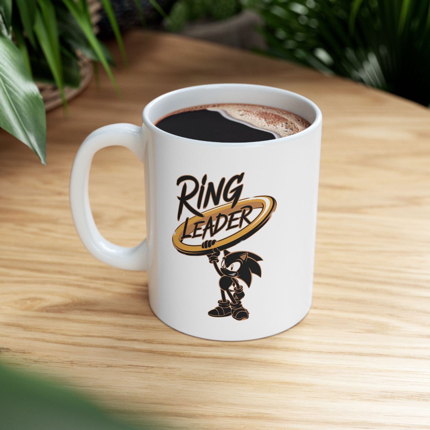 Ring Leader Mug – Funny Coffee Cup with Retro Gamer Vibes, Bold Gold Ring Design, Dishwasher Safe Ceramic, Gift for Gamers & Coffee Lovers
