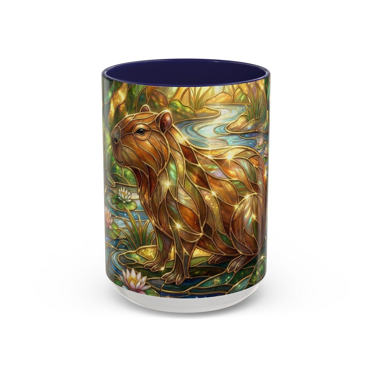 Capybara Coffee Mug, Stained Glass Capybara Art Mug, Cute Animal Lover Gift, Nature Inspired Ceramic Coffee Cup, Unique Wildlife Mug, 11oz 15oz
