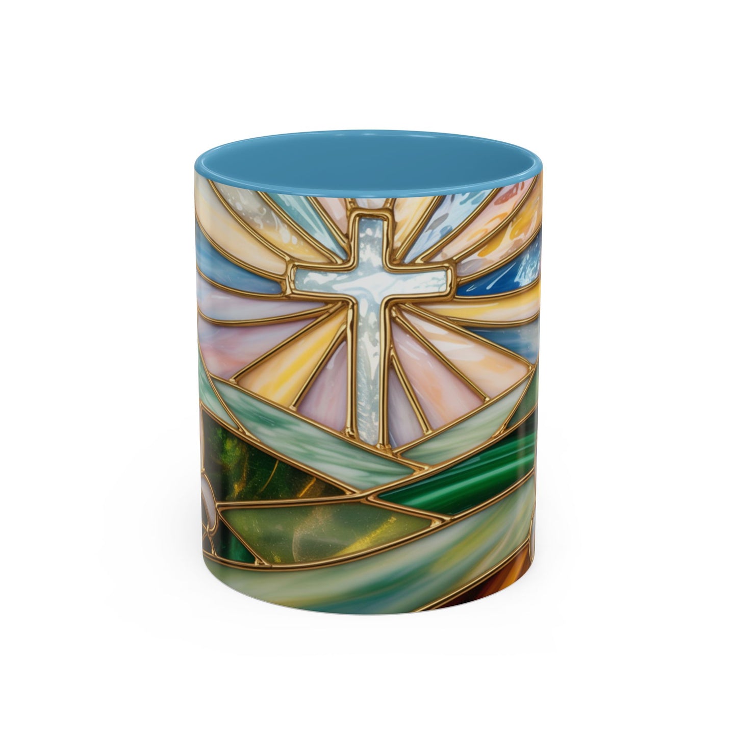 Stained Glass Cross Christian Mug • Inspirational Religious Coffee Cup • Colorful Faith Gift • Bible Verse Style Art • 11oz & 15oz