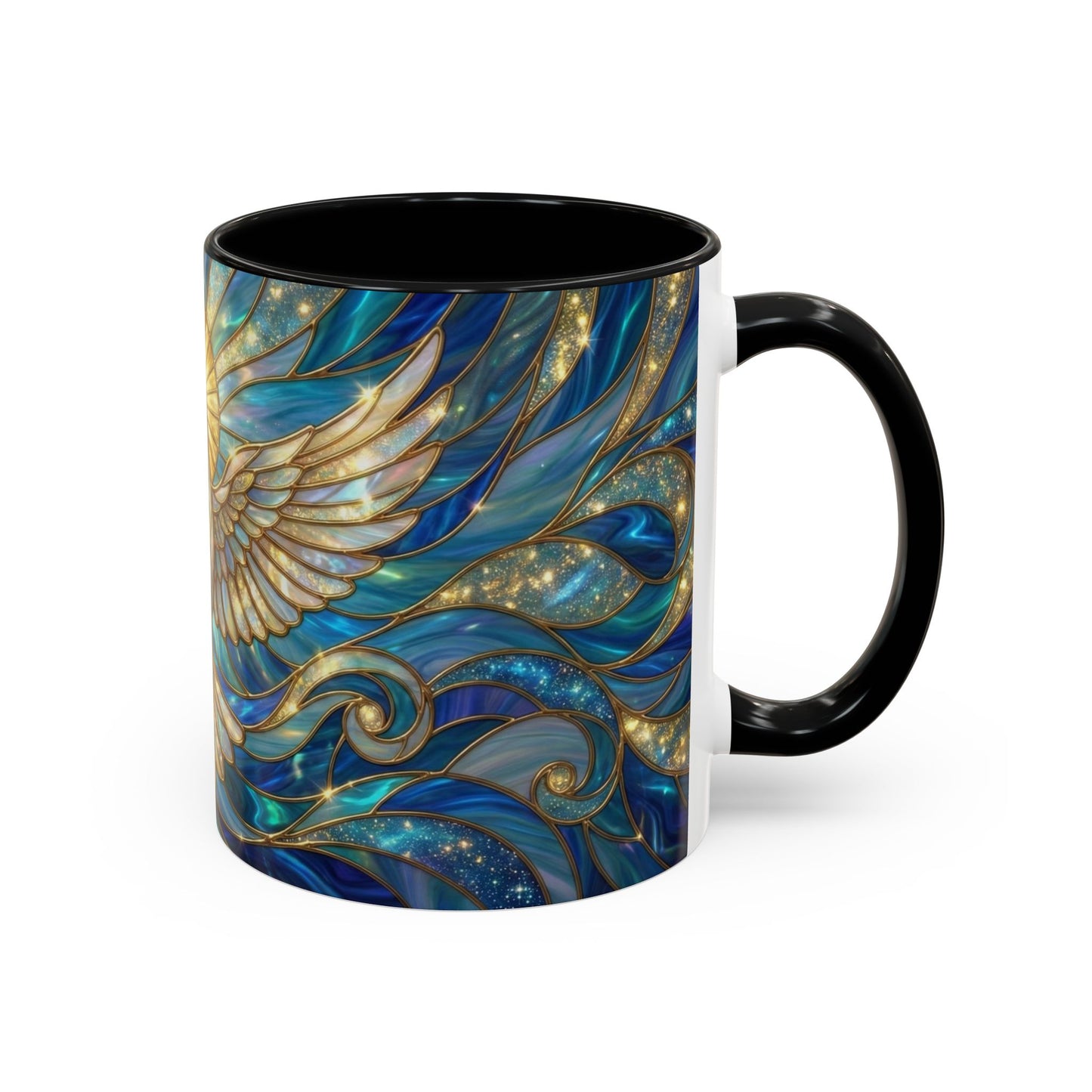 Stained Glass Dove Mug, Peace Dove Coffee Mug, Holy Spirit Dove Cup, Christian Gift Mug, Spiritual Art Mug, Faith Inspired Coffee Cup
