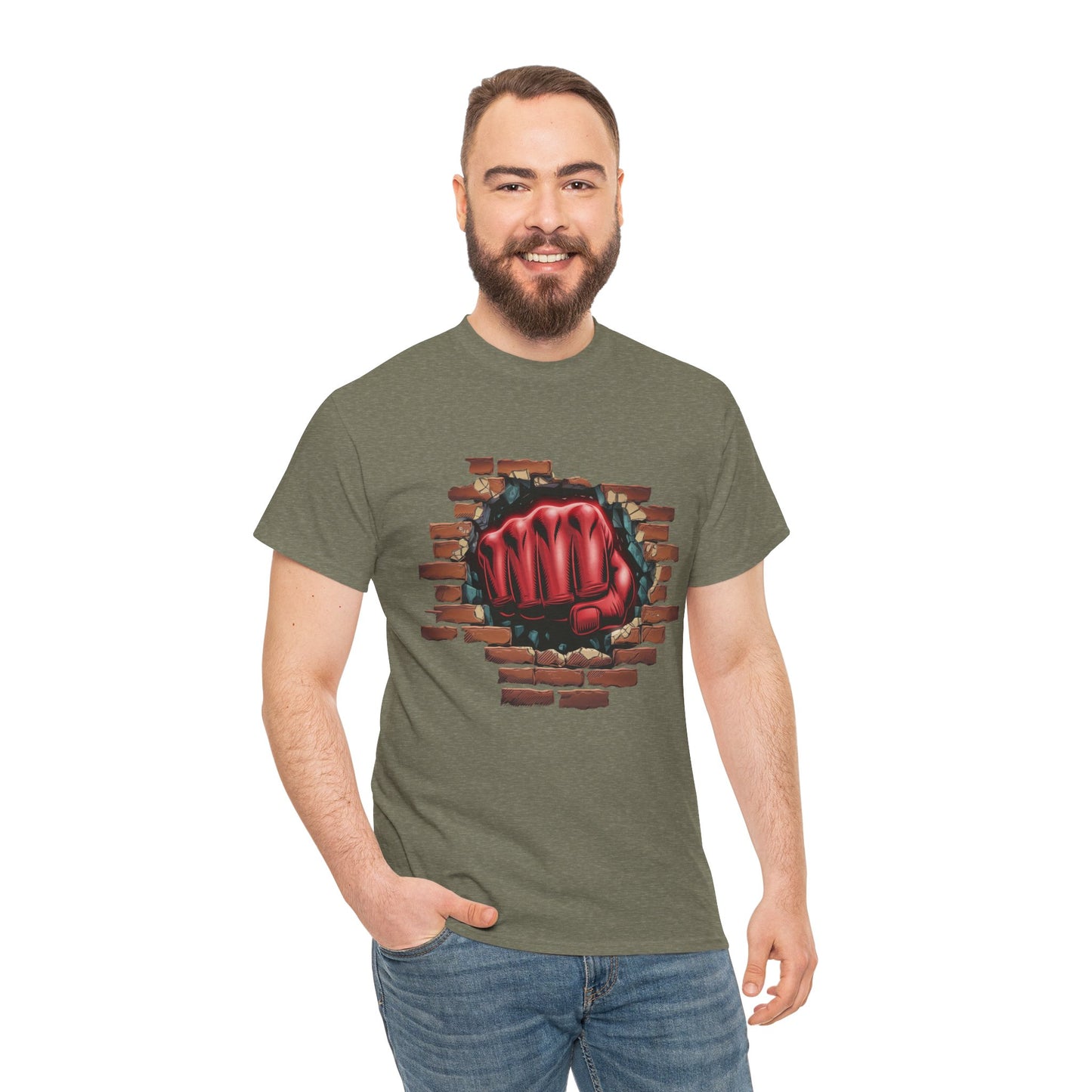 Impact Fist Graphic T-Shirt – Punch Through Brick Wall Design | Bold Streetwear Tee for Fighters, Gym & Edge-Lovers