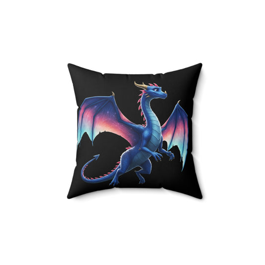 Double-Sided Dragon Pillow - Red & Blue Dragon Art Cushion - Fantasy Gamer Decor Gift for Dragon Lovers, DnD, Kids & Teens Room