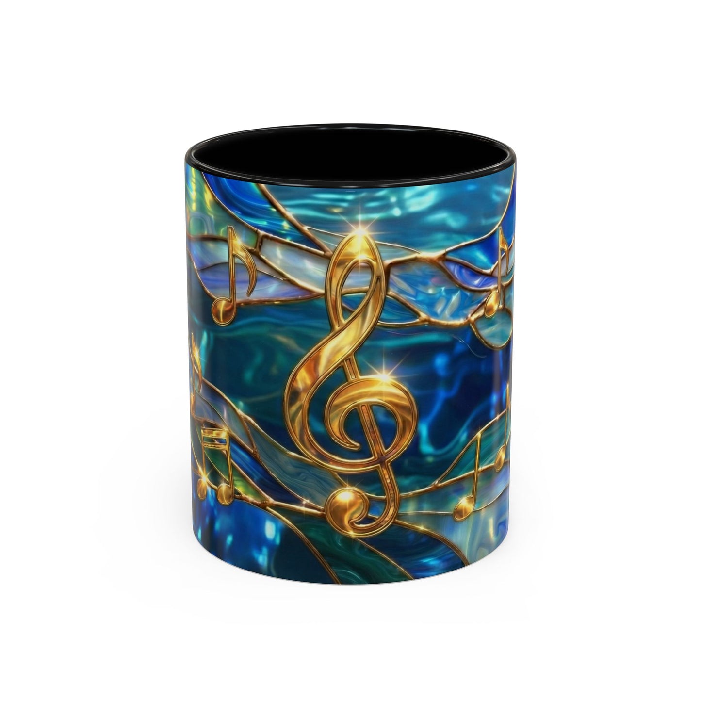 Music Notes Mug, Stained Glass Music Coffee Mug, Musical Gift Mug, Music Lover Cup, Music Teacher Gift, Artistic Coffee Mug
