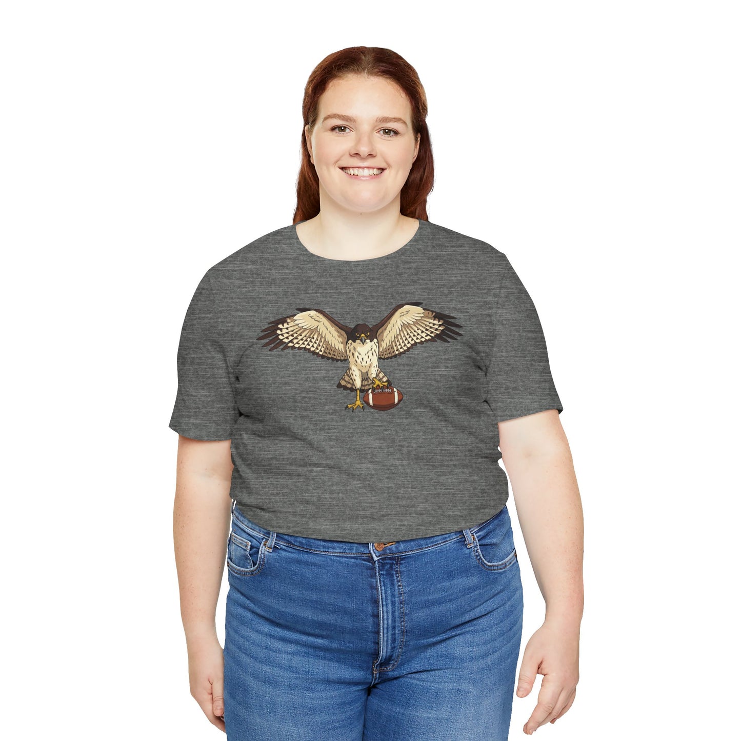 Hawk Football Shirt, Hawk Holding Football T Shirt, Football Mascot Tee, Bird Of Prey Shirt, Sports Fan Gift, Game Day Hawk Tee